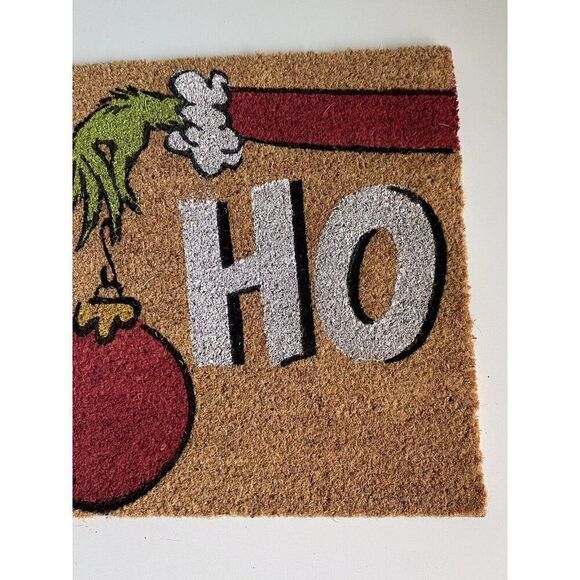 Dr. Seuss The Grinch HO HO HO Coir Doormat Rug Christmas Porch Outdoor Holiday - Picture 5 of 9